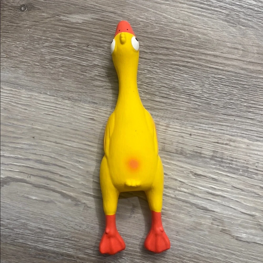 Yellow Rubber Chicken Squeaky Toy for Birds